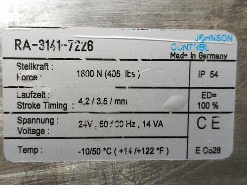 Johnson Control RA-3141-7226 Valve Actuator 25mm 24V 1800N Transducer Controller - Image 3