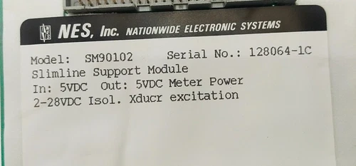 Weschler Nes Instruments SM90102 Slimline Support Module Transducer Controller