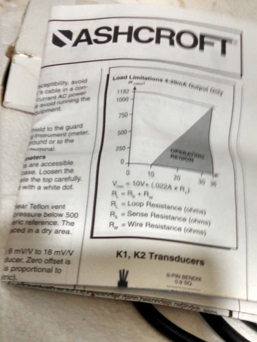 Ashcroft K17M Pressure Transducer 0-100PSIG 4-20mA Transmitter Controller