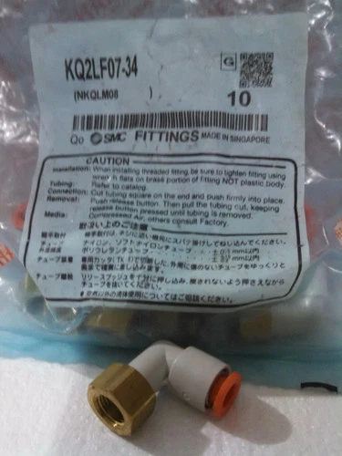 SMC Femail Elbow 1/4 Inch 1/8 NPT KQ2LF07-34 Pneumatic Fitting Transducer