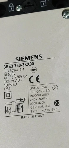 Siemens 3SE3 760 Safety Position Switch 24VD Lock Actuator Controller Transducer - Image 3
