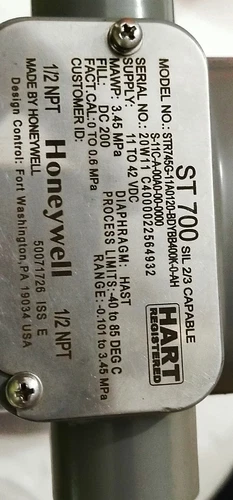 Honeywell ST700 Smartline Hart 4-20mA Diaphragm 5-500 psi Pressure Transmitter - Image 3