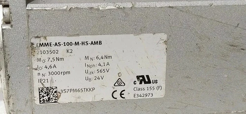 Festo Servo Motor EMME-AS-100 Synchronous PLC Control Transducer Transmitter