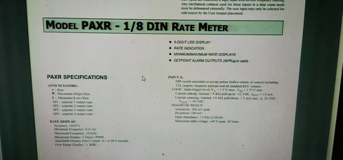 Red Lion PAXR Plus Rate Meter 1/8 Din Green 6 Digit PLC Transducer Transmitter