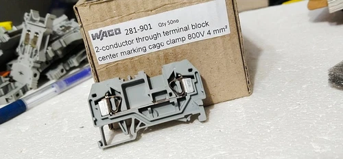 Wago 281-901 2-Conductor Through Terminal Block 4 mm² 800V Cage Clamp Gray