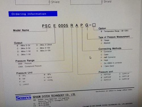 Sensys PSCE 0-1 MPa 1-5V PT 1/4 Inch Pressure Transmitter Transducer Controller