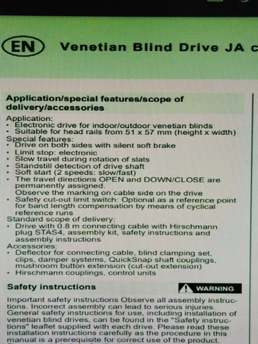 Elero JA09Soft Venetian Blind Drive Soft Break 230VAC 9Nm 29RPM 0.6A Controller